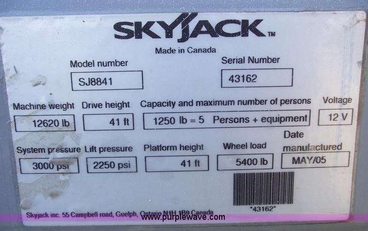 image for item 5954 2005 Skyjack SJ8841RT scissor lift