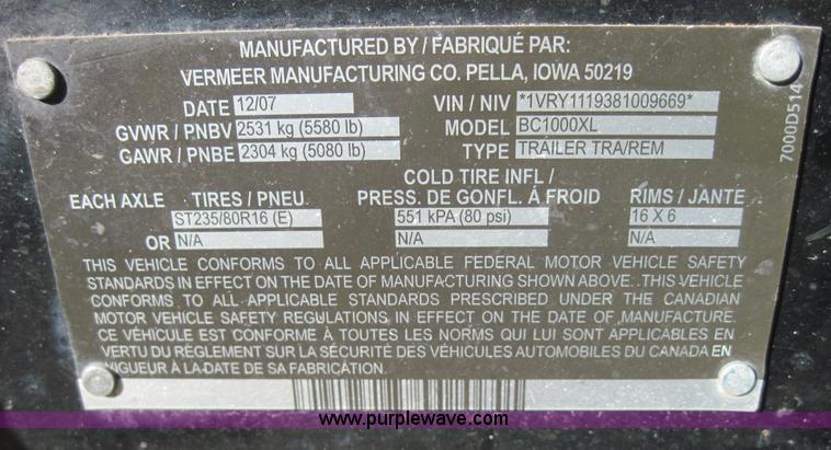 image for item 4118 2008 Vermeer BC1000XL brush chipper