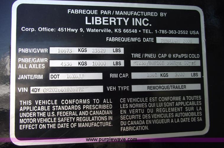 image for item 5921 2006 Travalong gooseneck dump trailer