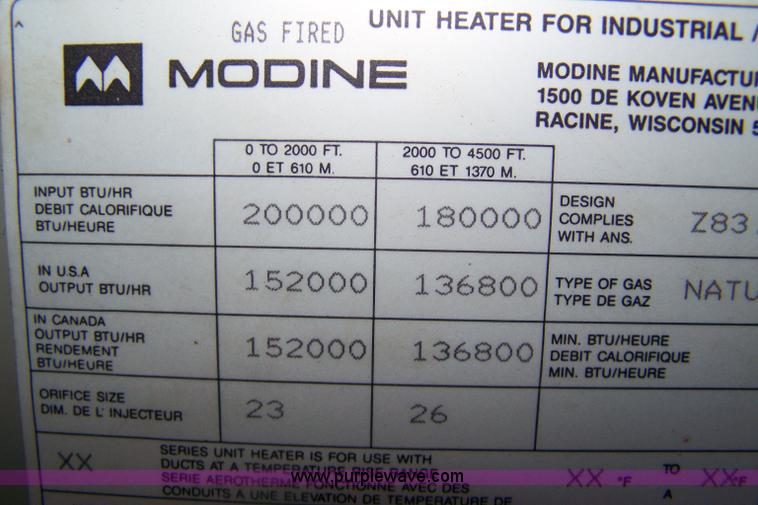 image for item 7408 Madine overhead heater