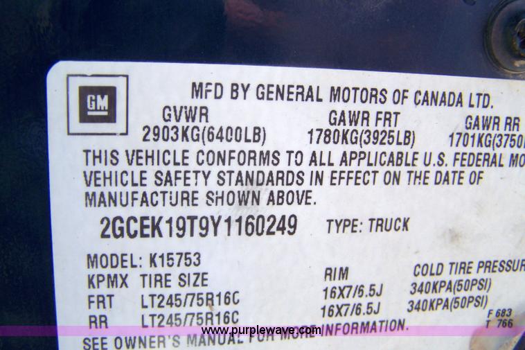 image for item 7423 2000 Chevrolet K1500 Silverado LT pickup truck