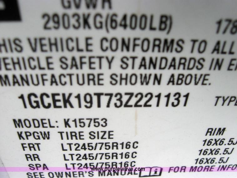 image for item 5217 2003 Chevrolet K1500 Silverado extended cab pickup truck