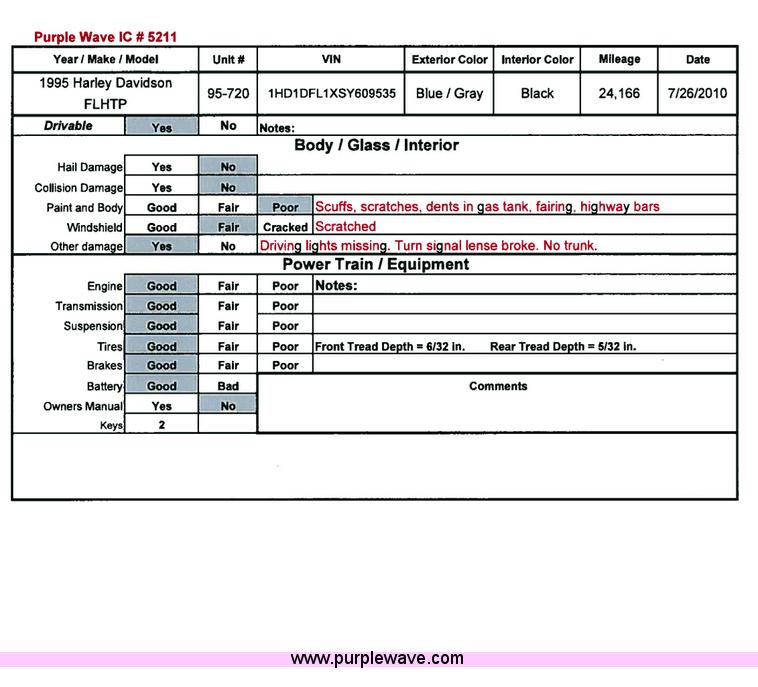 image for item 5211 1995 Harley Davidson motorcycle
