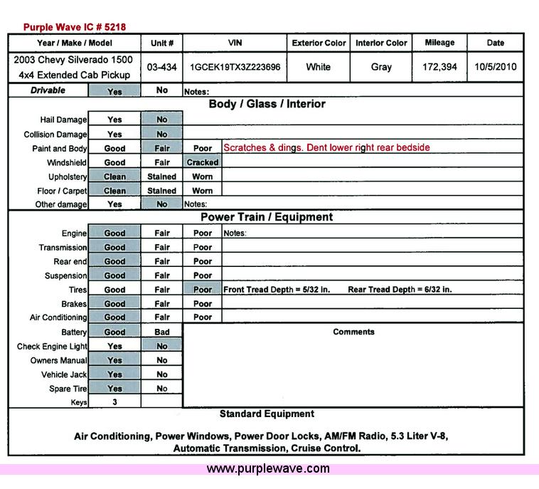 image for item 5218 2003 Chevrolet K1500 Silverado extended cab pickup truck