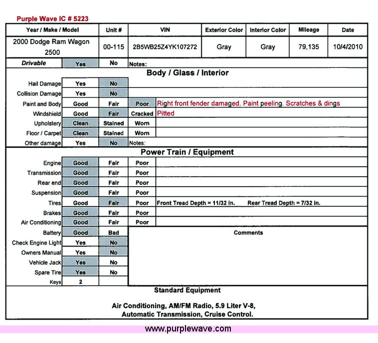 image for item 5223 2000 Dodge Ram Wagon B2500