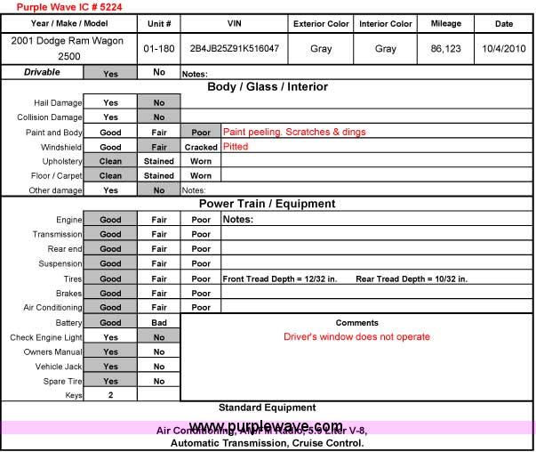 image for item 5224 2001 Dodge Ram Wagon B2500