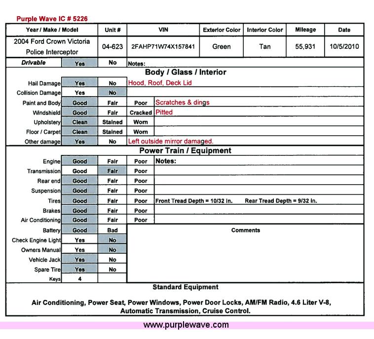 image for item 5226 2004 Ford Crown Victoria Police Interceptor