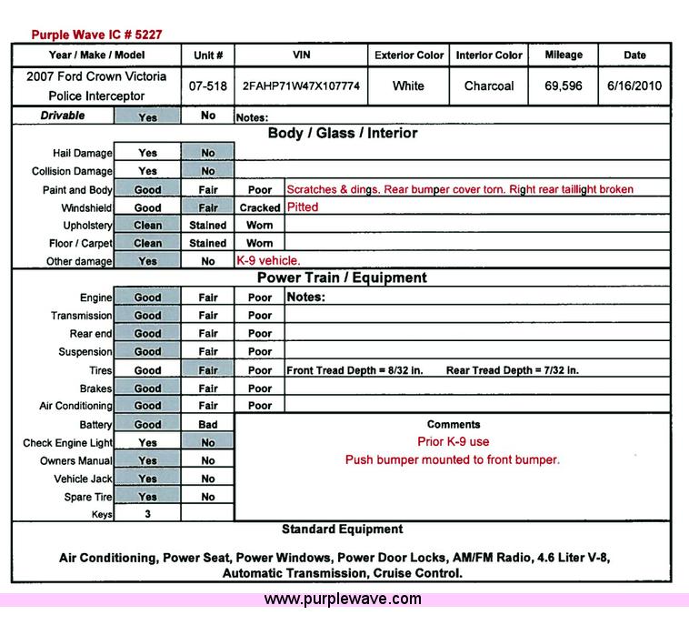 image for item 5227 2007 Ford Crown Victoria Police Interceptor