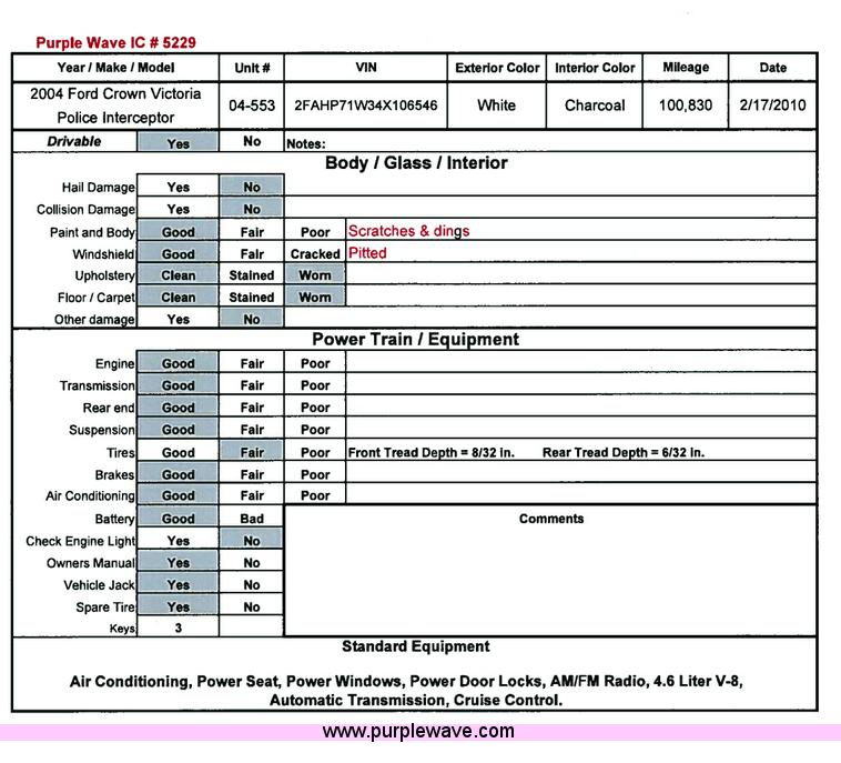 image for item 5229 2004 Ford Crown Victoria Police Interceptor