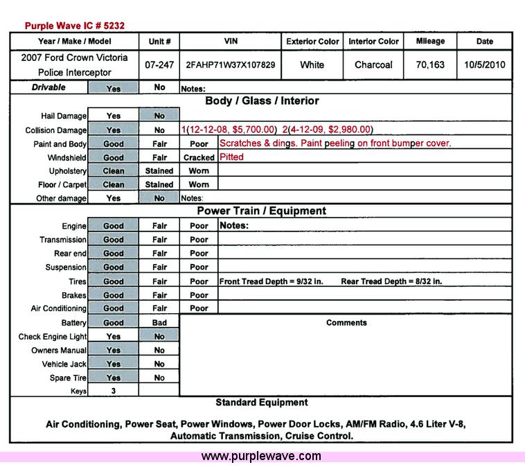 image for item 5232 2007 Ford Crown Victoria Police Interceptor