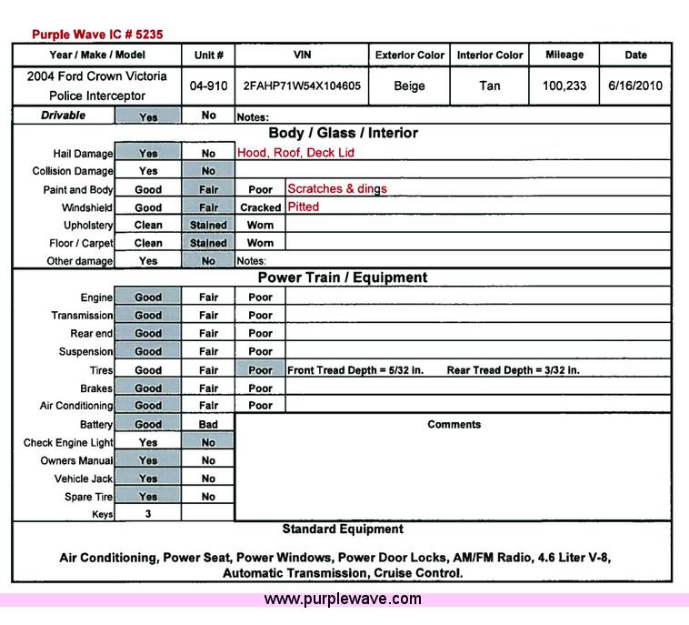 image for item 5235 2004 Ford Crown Victoria Police Interceptor