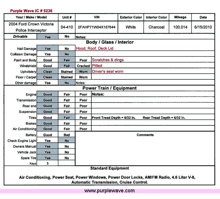 image for item 5236 2004 Ford Crown Victoria Police Interceptor