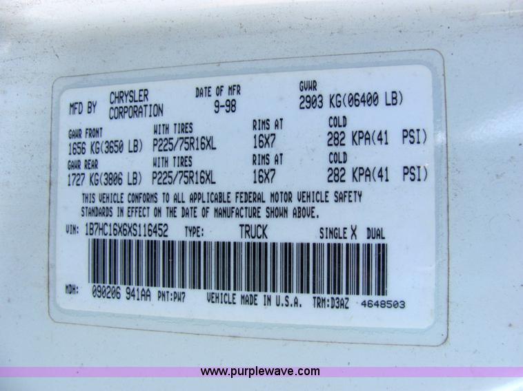 image for item 2101 1999 Dodge Ram 1500 pickup truck