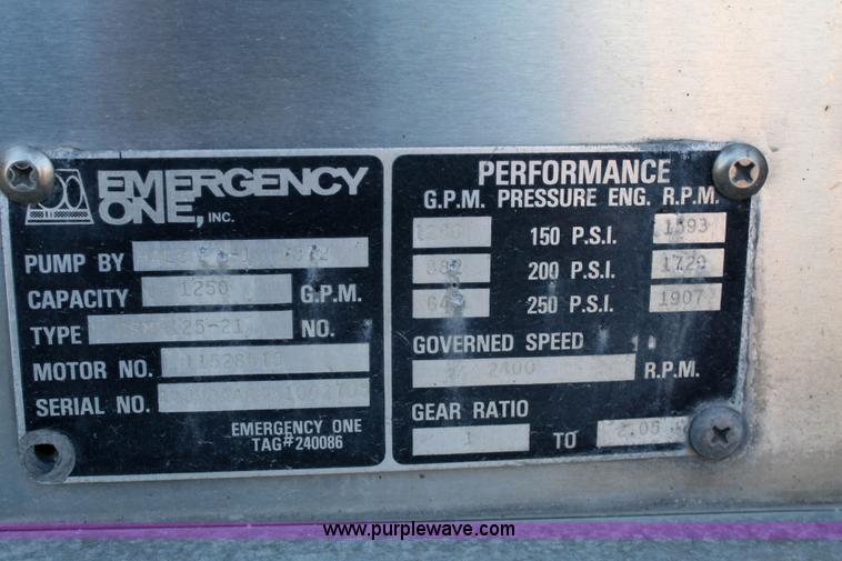 image for item 4814 1989 Emergency One Hurricane fire truck