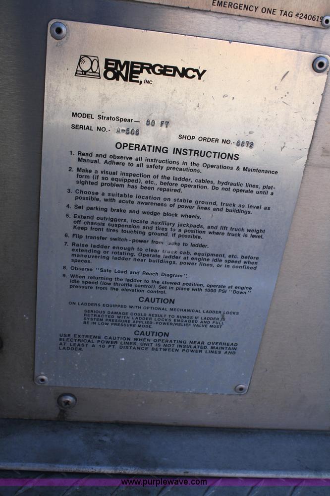 image for item 4814 1989 Emergency One Hurricane fire truck