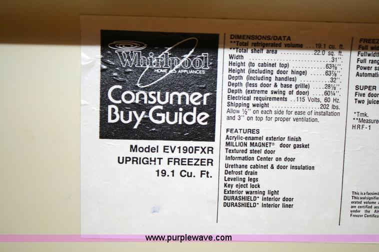 image for item 6344 Whirlpool 19.1 cu.ft. upright freezer