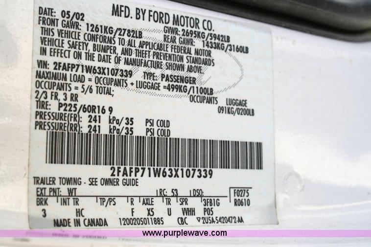 image for item 6416 2003 Ford Crown Victoria Police Interceptor