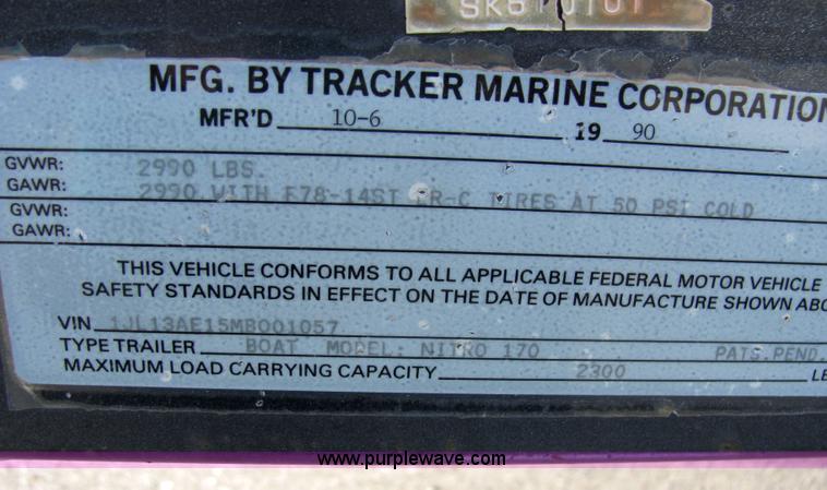 image for item 2236 1990 Tracker Pro Series Nitro 170 16' boat with trailer and cover