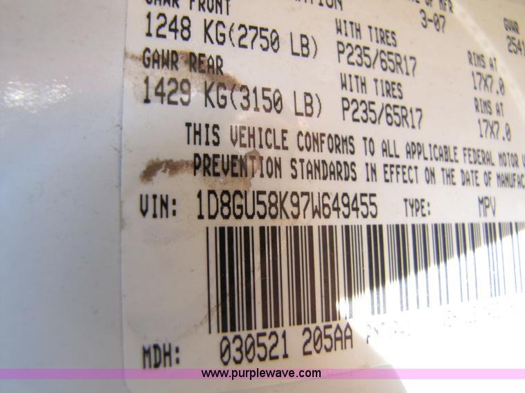 image for item 5266 2007 Dodge Nitro SLT Non-repairable certificate, parts only