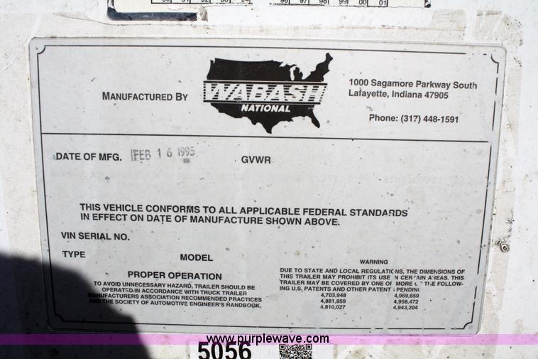 image for item 9056 1995 Wabash 48' van trailer