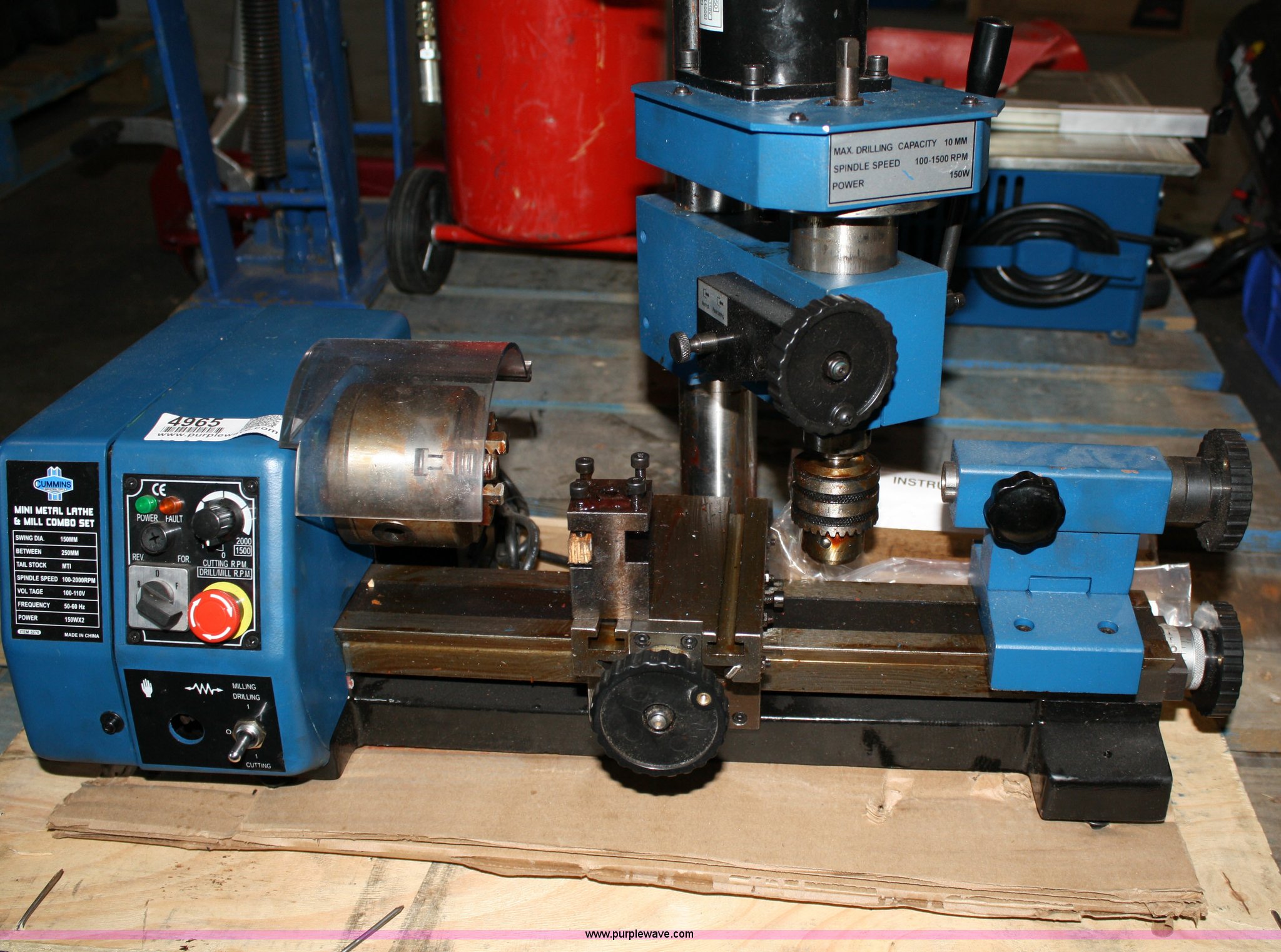 Cummins mini metal lathe and mill combo set in Spring Hill, KS Item 4965 sold Purple Wave