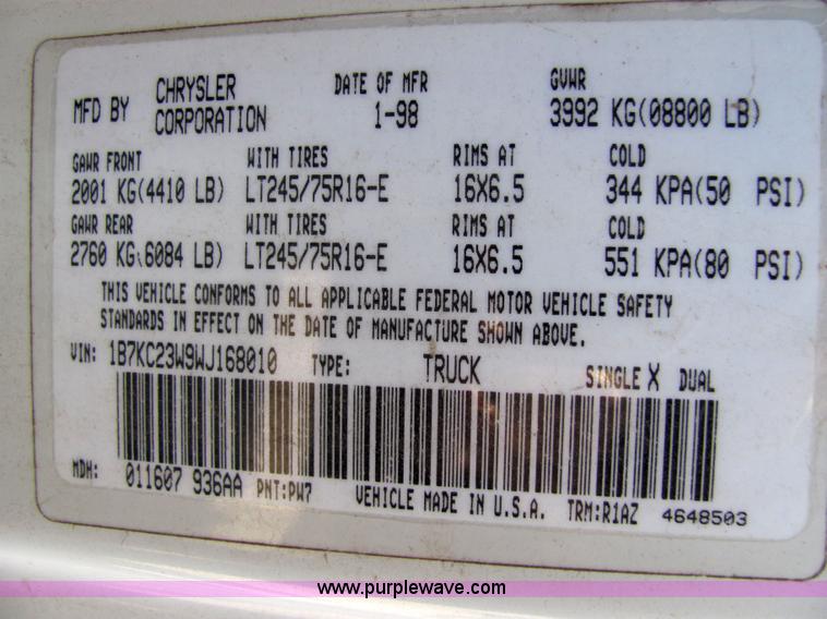 image for item 2230 1998 Dodge Ram 2500 Laramie SLT Quad pickup truck