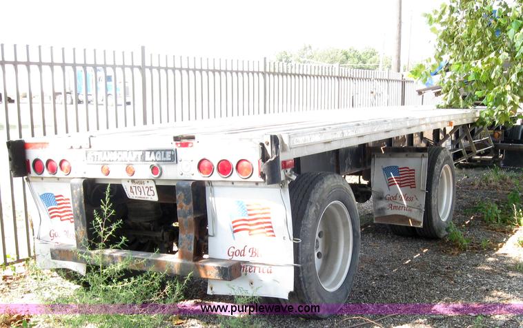image for item 2735 1996 Transcraft Eagle W2 45x96 45' flatbed trailer with Palringer loader crane