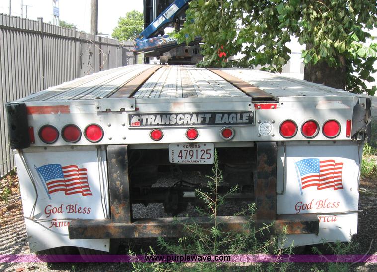 image for item 2735 1996 Transcraft Eagle W2 45x96 45' flatbed trailer with Palringer loader crane