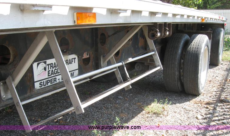 image for item 2735 1996 Transcraft Eagle W2 45x96 45' flatbed trailer with Palringer loader crane