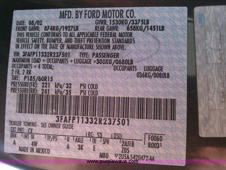 image for item 5419 2002 Ford Escort ZX2