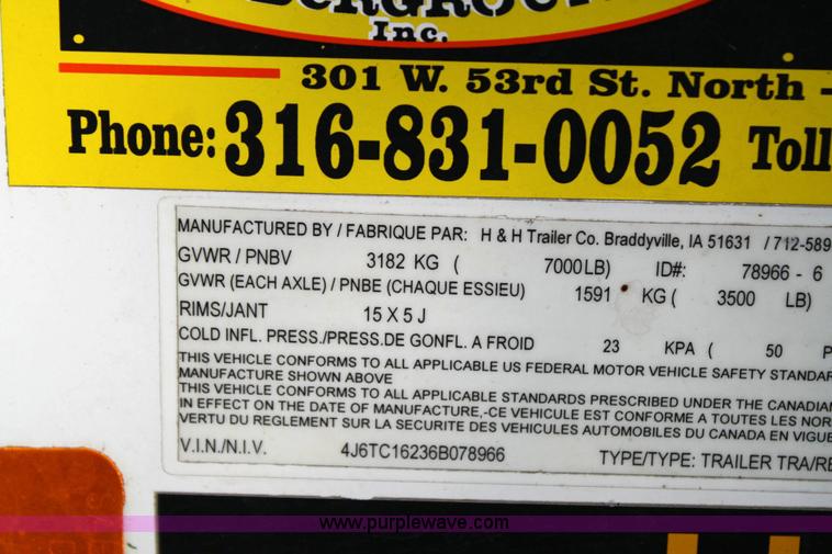 image for item 6522 2006 H&H XL 16' tandem axle trailer