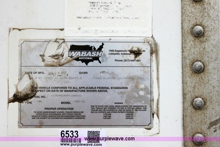 image for item 6533 1993 Wabash FRP-96 48' van trailer