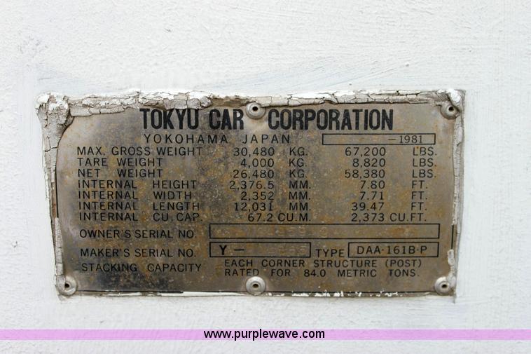 image for item 6553 1981 40' storage container