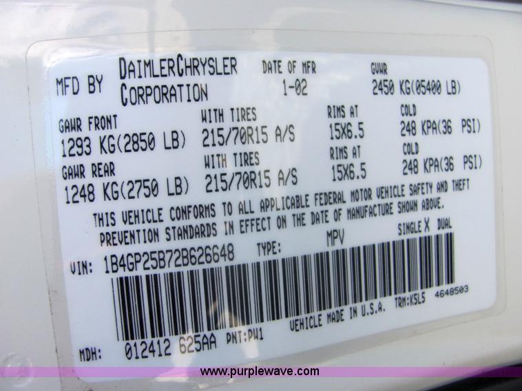 image for item 6644 2002 Dodge Caravan