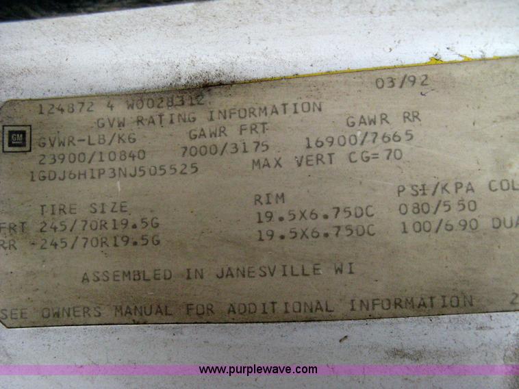 image for item 8051 1992 GMC Topkick LoPro SLE flatbed truck