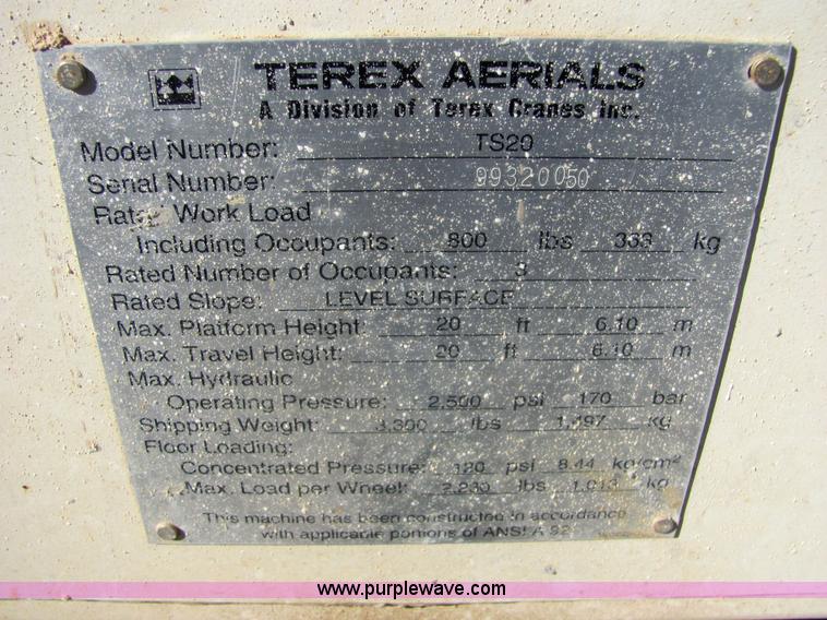 image for item 6575 Terex TS20 aerial scissor lift