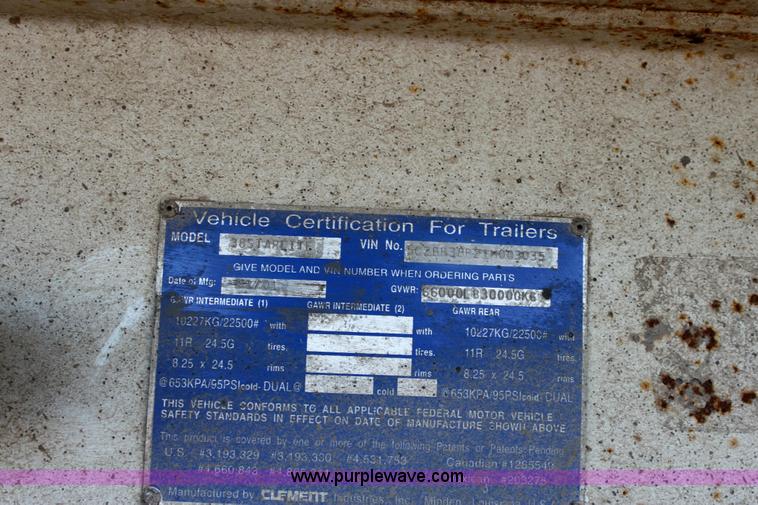 image for item 6278 2001 Clement 385 Starlite dump trailer