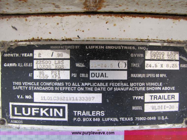 image for item 3605 1998 Lufkin ULDII-38 38' steel end dump trailer