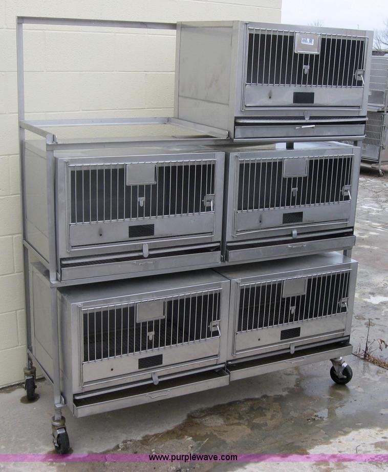 image for item 5228 Five compartment stainless steel small animal crate