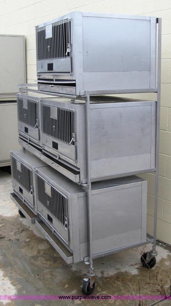 image for item 5228 Five compartment stainless steel small animal crate