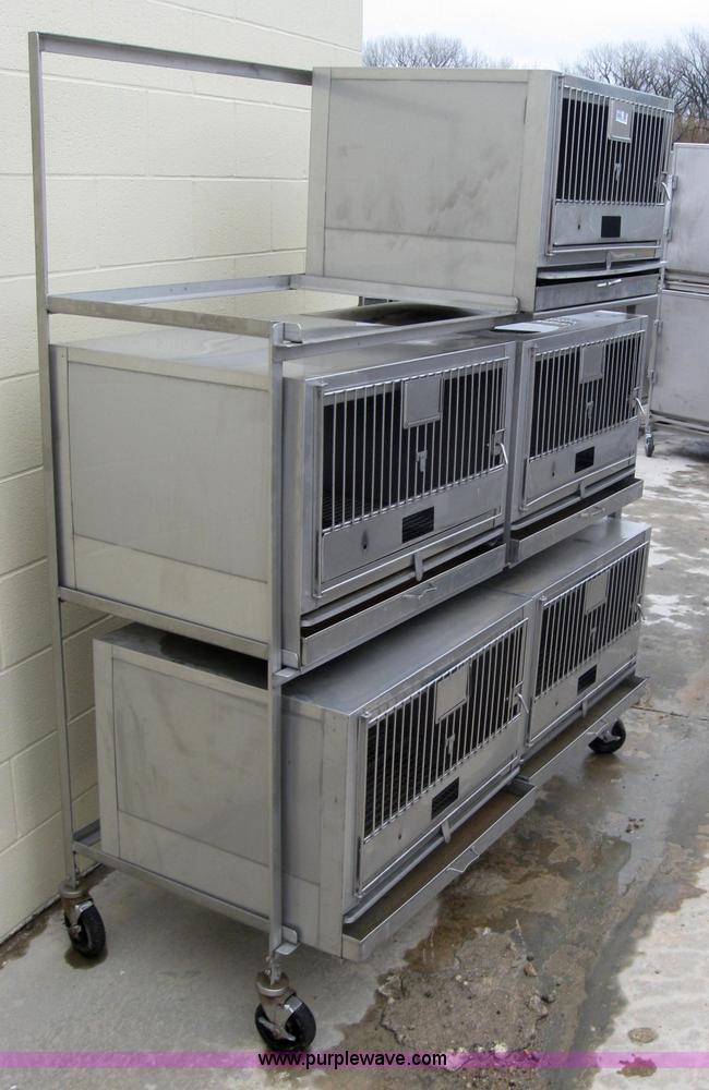 image for item 5228 Five compartment stainless steel small animal crate
