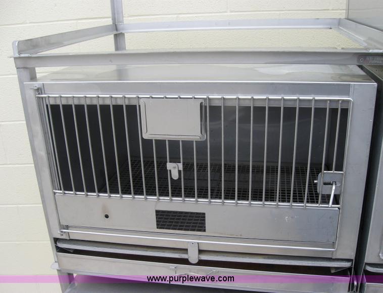 image for item 5228 Five compartment stainless steel small animal crate