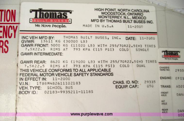 image for item 5493 2001 Thomas EF school bus