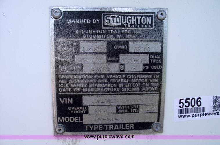 image for item 5506 1989 Stoughton AWW-485TSC 48' van trailer