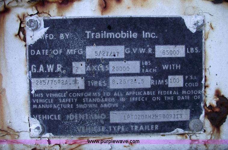 image for item 5534 1987 Trailmobile 48' van trailer