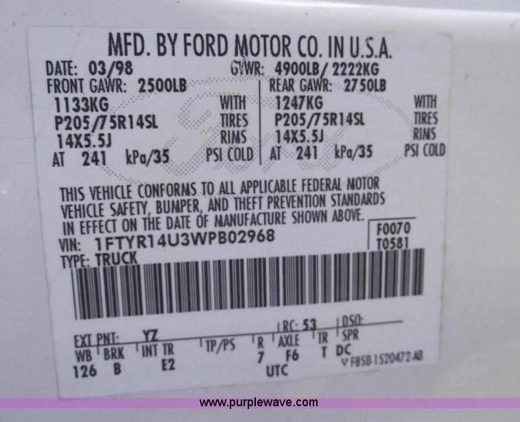 image for item 5543 1998 Ford Ranger extended cab pickup truck with topper