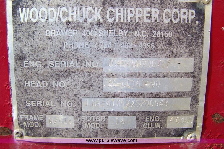 image for item 7308 1999 Wood Chuck 16" drum chipper