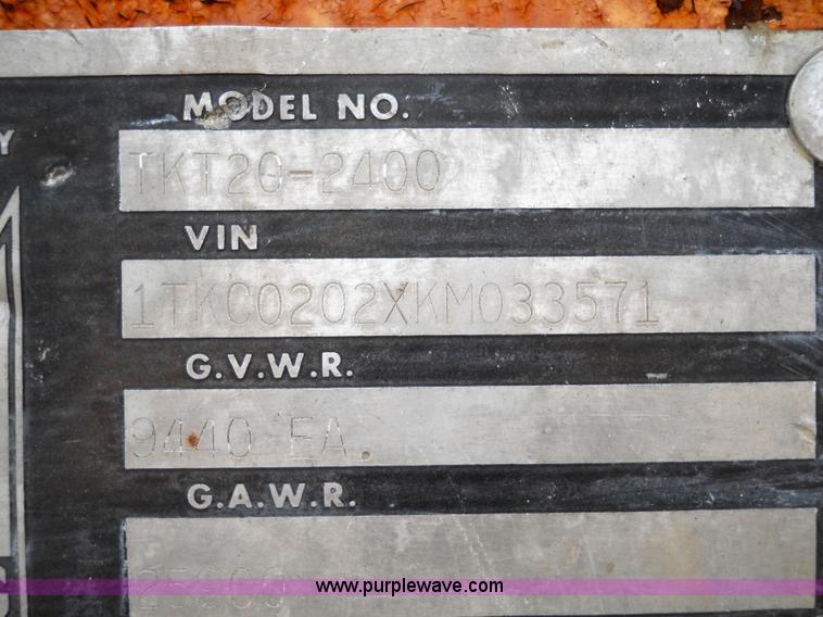 image for item 7761 1989 Trail King TKT20-2400 20' trailer