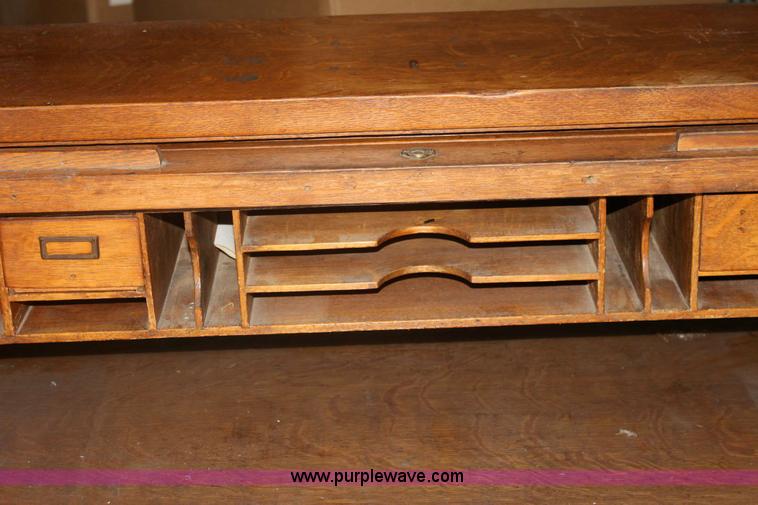 image for item 3655 Wood roll top desk and chair