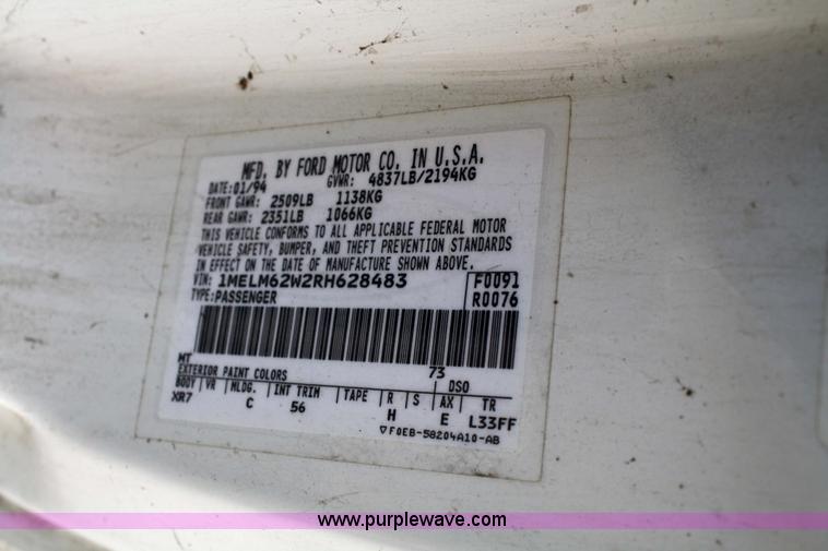 image for item 4829 1994 Mercury Cougar XR7